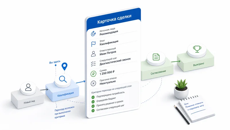 CRM фиксирует критерии перехода сделки
