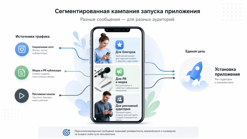 Сегментированные страницы приложения для разных каналов