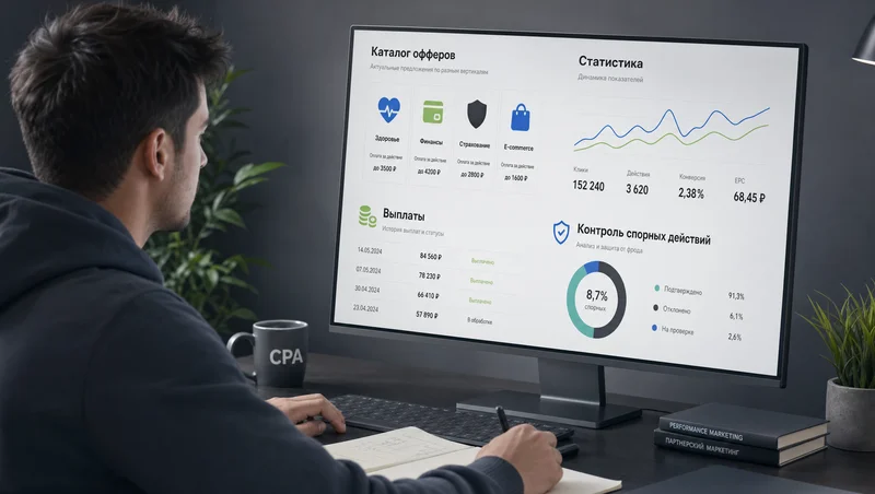 Панель CPA-сети со статистикой