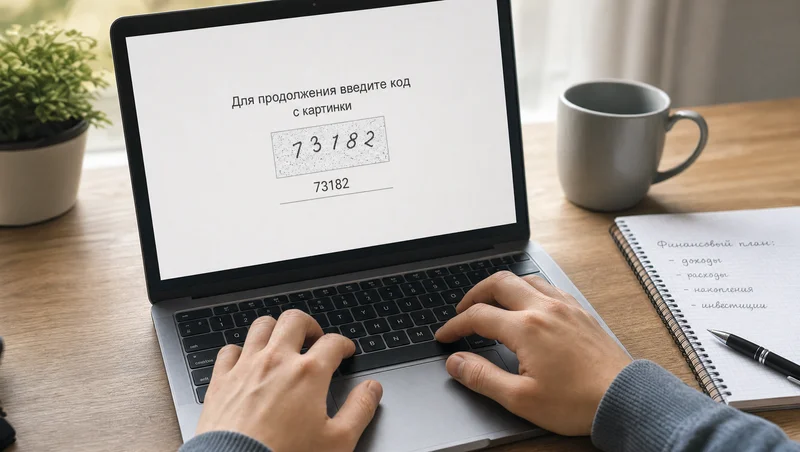 Ввод капчи на домашнем ноутбуке