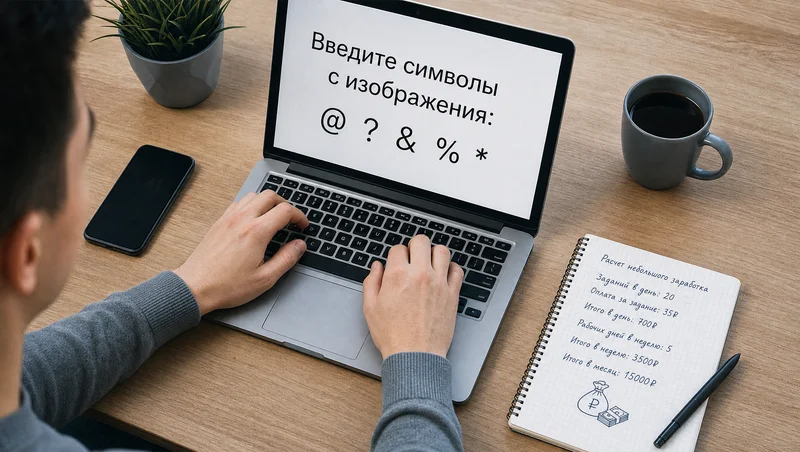 ввод капчи за ноутбуком