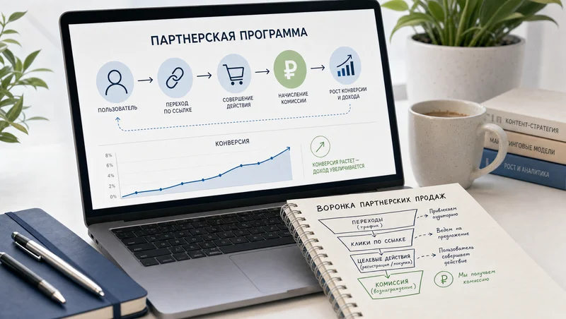 Схема партнерской программы на рабочем экране