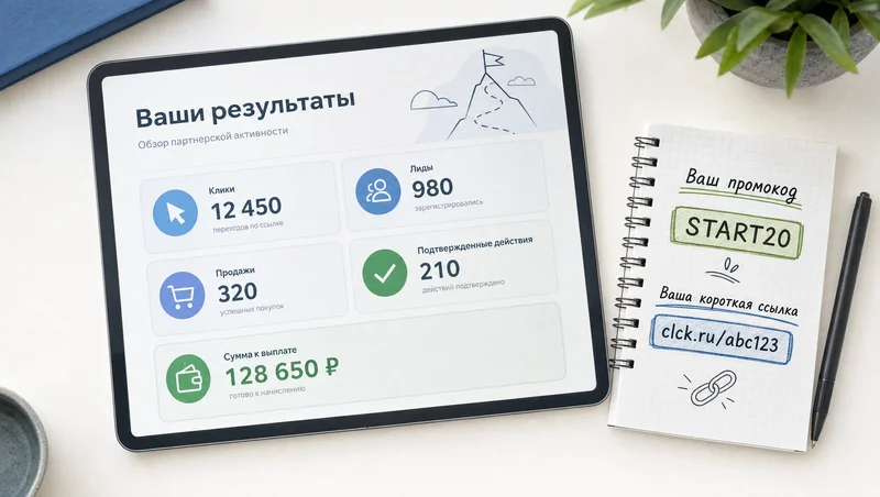 Кабинет партнера со статистикой переходов