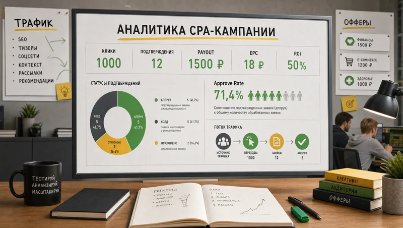 Расчёт EPC ROI и подтверждений в CPA