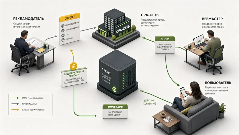 Схема участников CPA-экосистемы