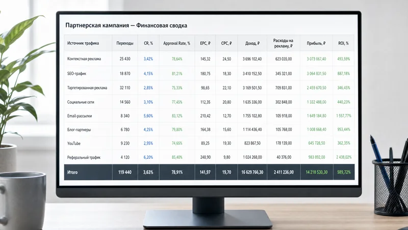 расчет EPC и ROI партнерки