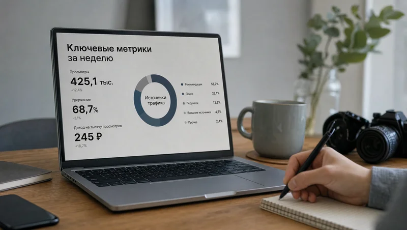 Метрики дохода YouTube на экране