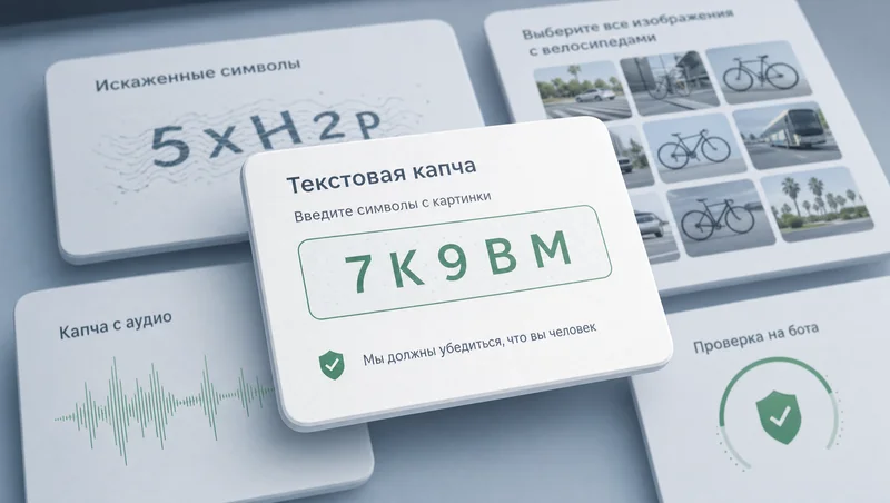 Разные виды заданий CAPTCHA