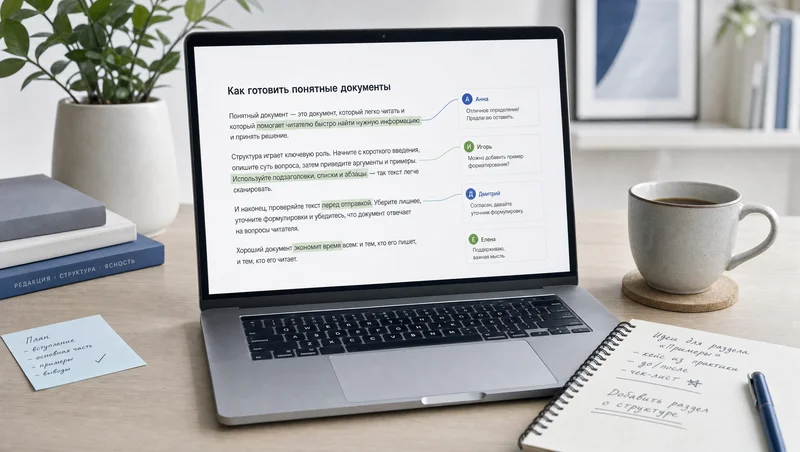Работа с документом Google Docs