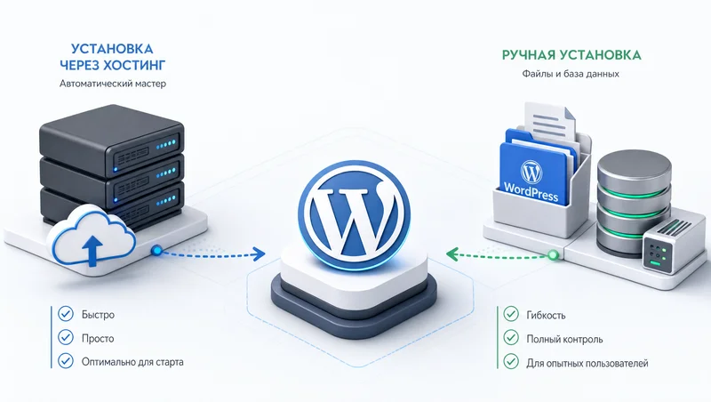 Автоматическая и ручная установка WordPress
