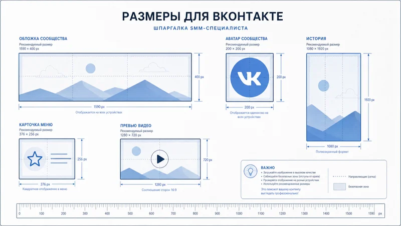 Сетка размеров изображений для ВКонтакте