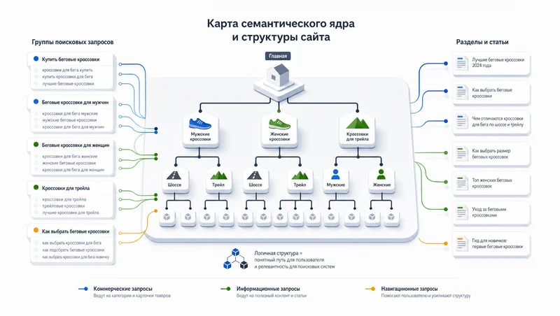 Семантическое ядро превращается в структуру сайта