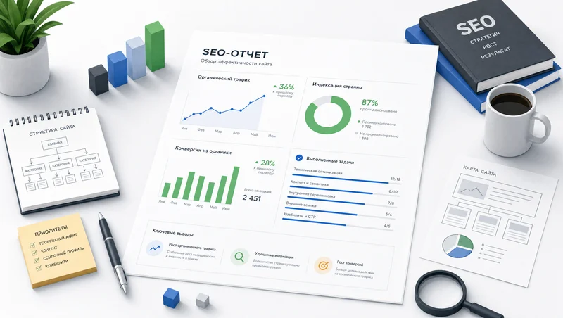 SEO-отчет с трафиком и конверсиями