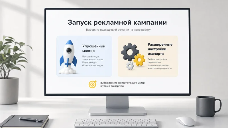 Выбор режима запуска кампании в Директе
