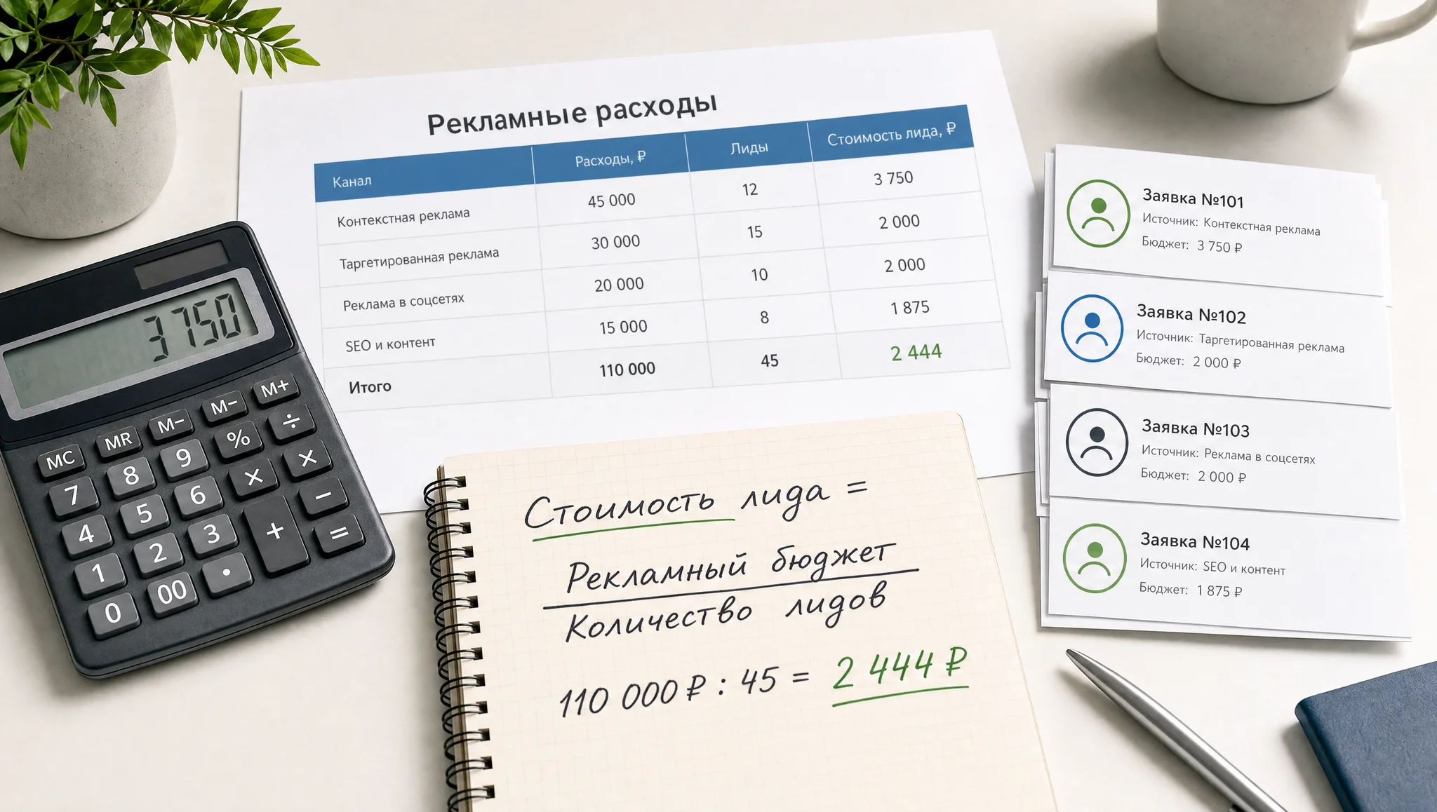 Расчет стоимости лида по формуле