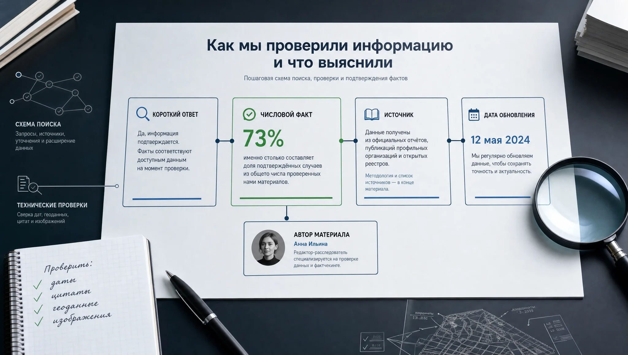 Контент с фактами источниками и авторством