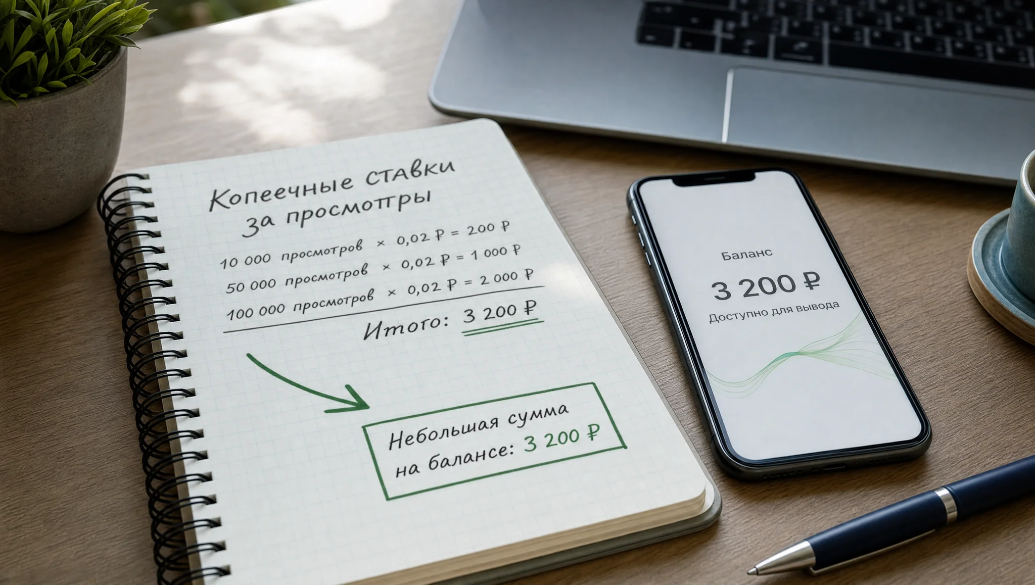 расчёт реального дохода за просмотры