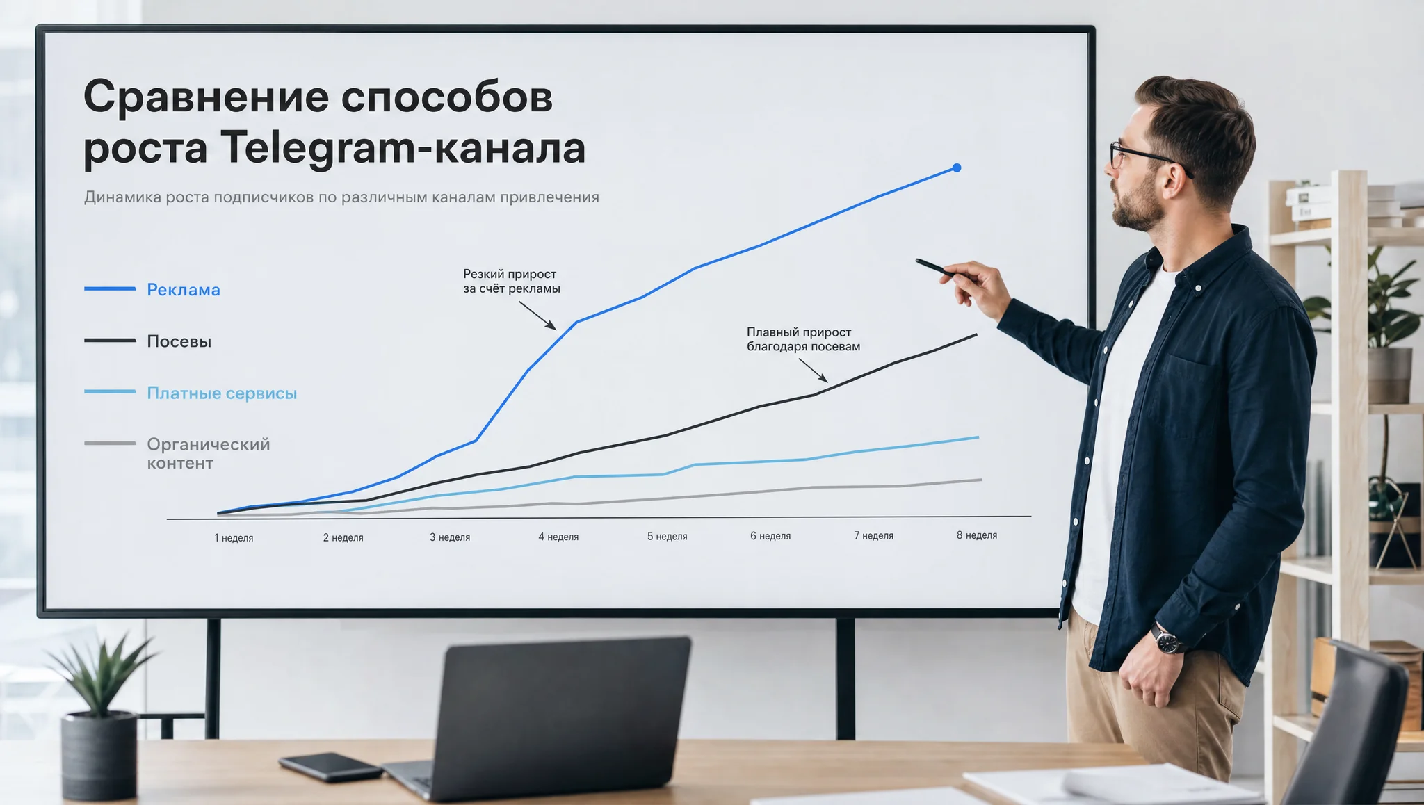 Сравнение способов роста Telegram-канала