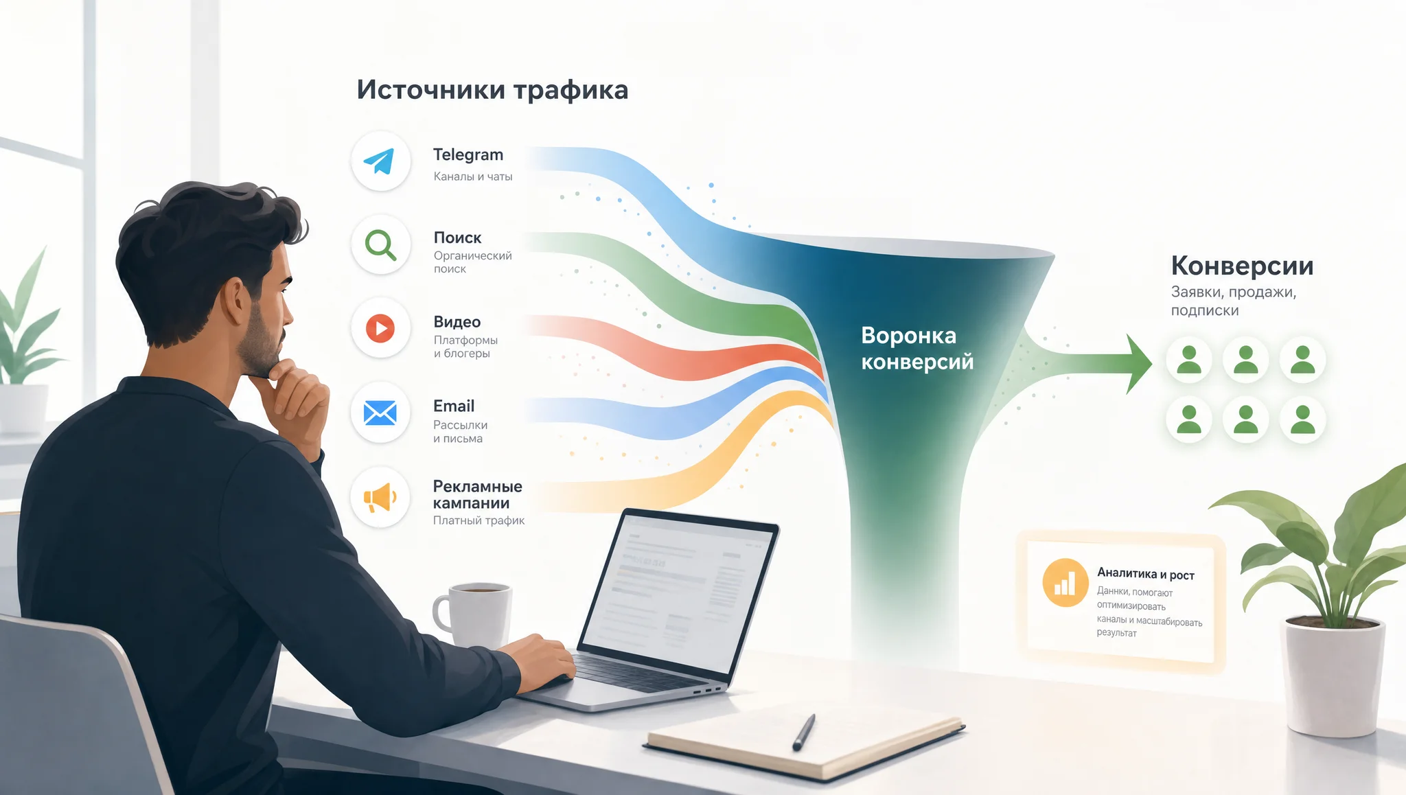 Каналы трафика в партнерской аналитике