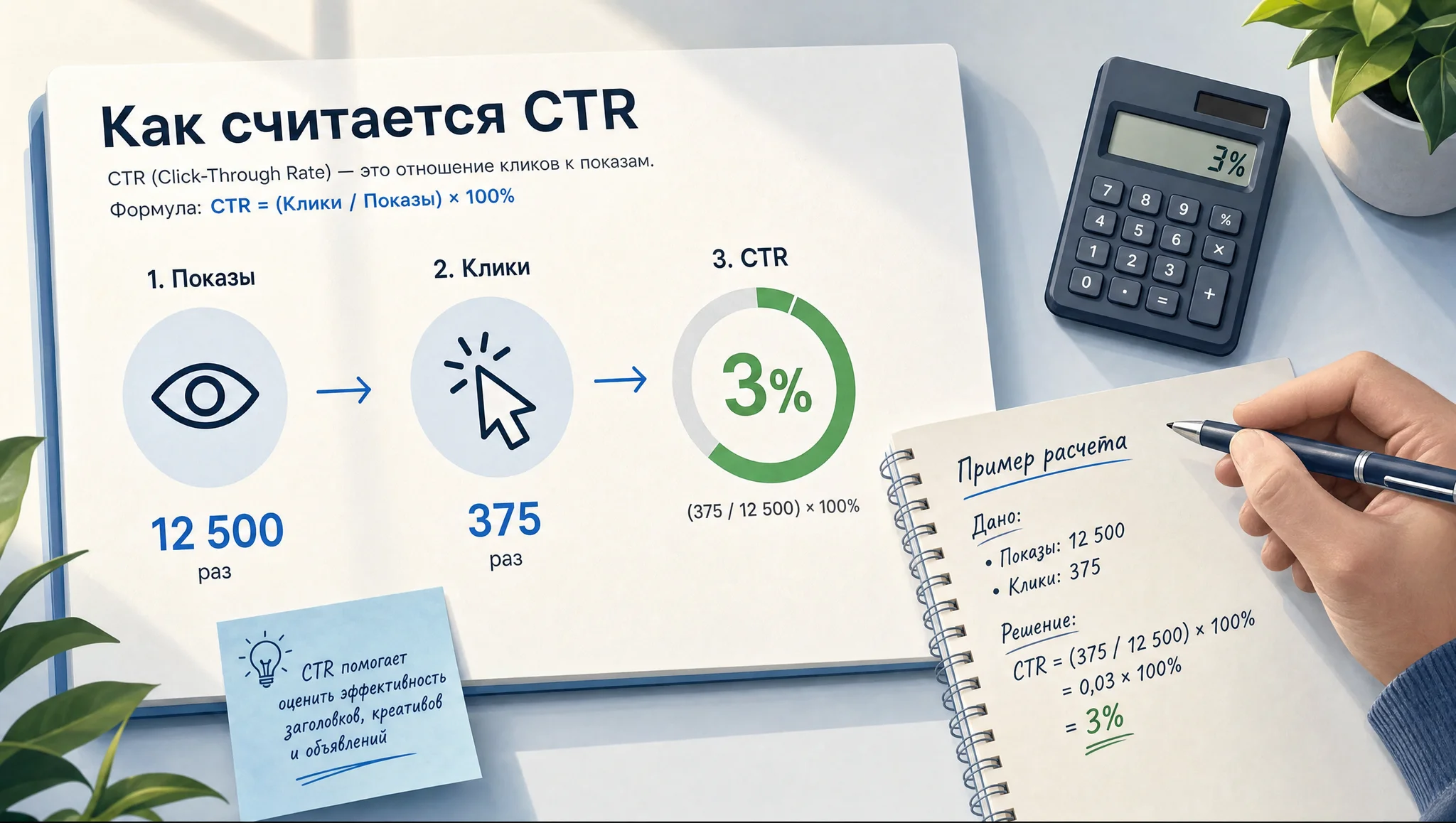 Формула CTR на аналитической панели