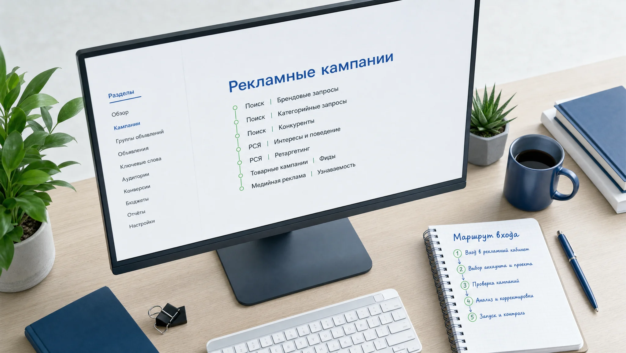 экран со списком рекламных кампаний