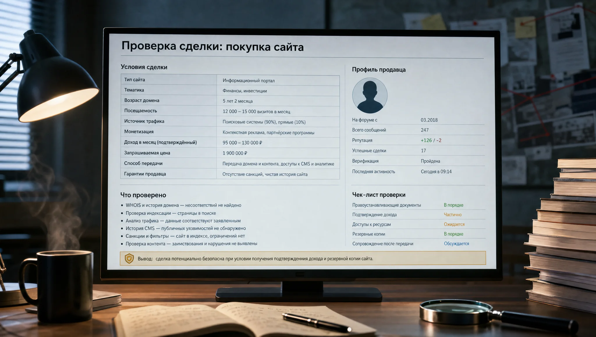 проверка сделки с сайтом на форуме