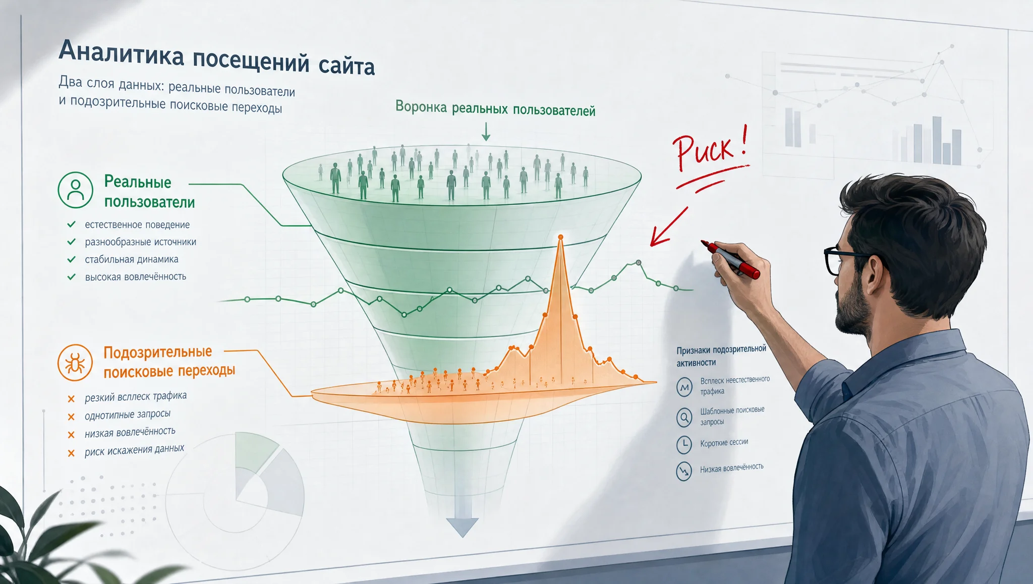 аналитика сайта с подозрительным всплеском трафика