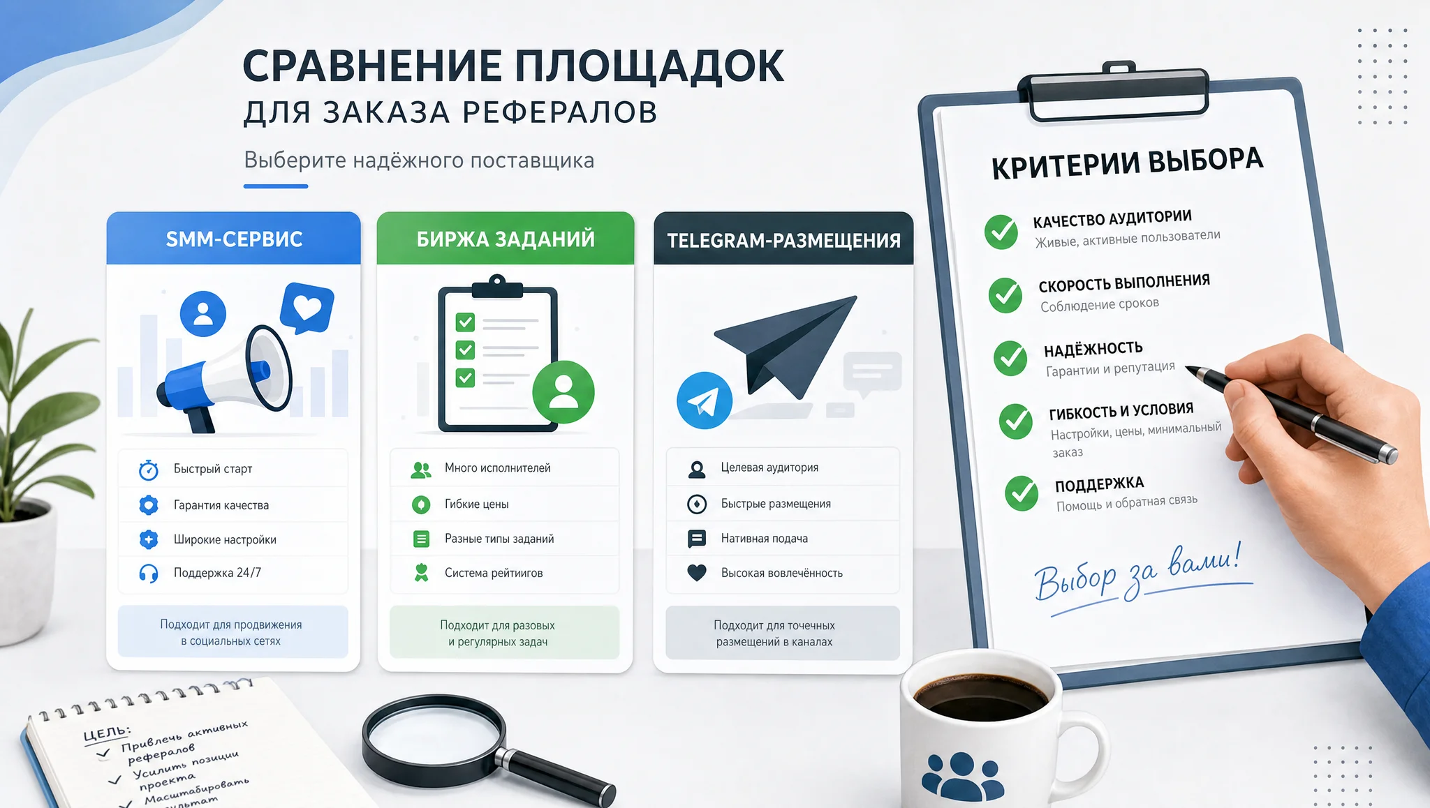 Выбор сервиса для покупки рефералов