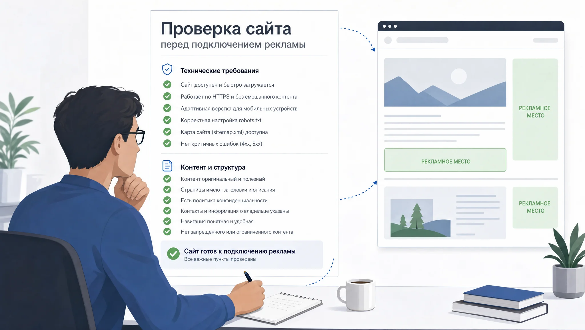 Проверка сайта перед модерацией AdSense