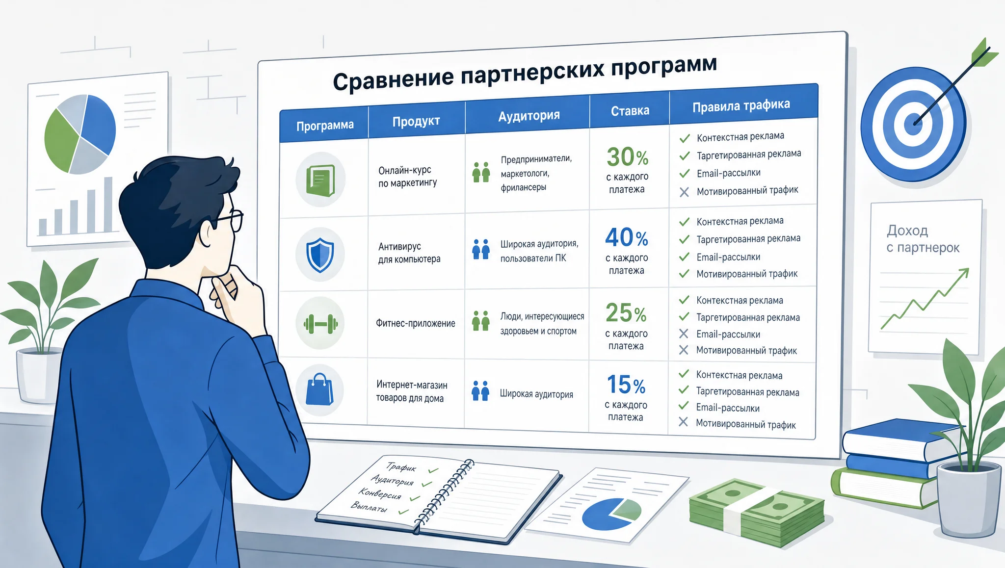 Сравнение условий партнерских программ