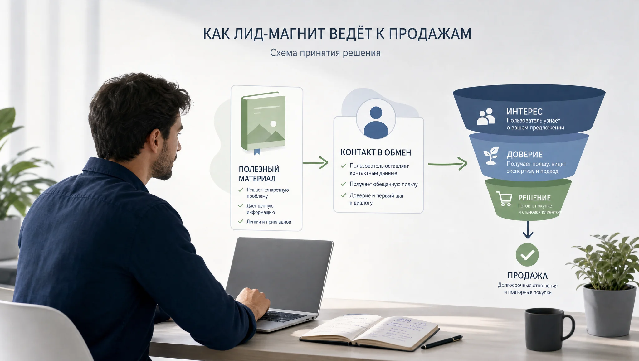 Схема лид-магнита в воронке продаж