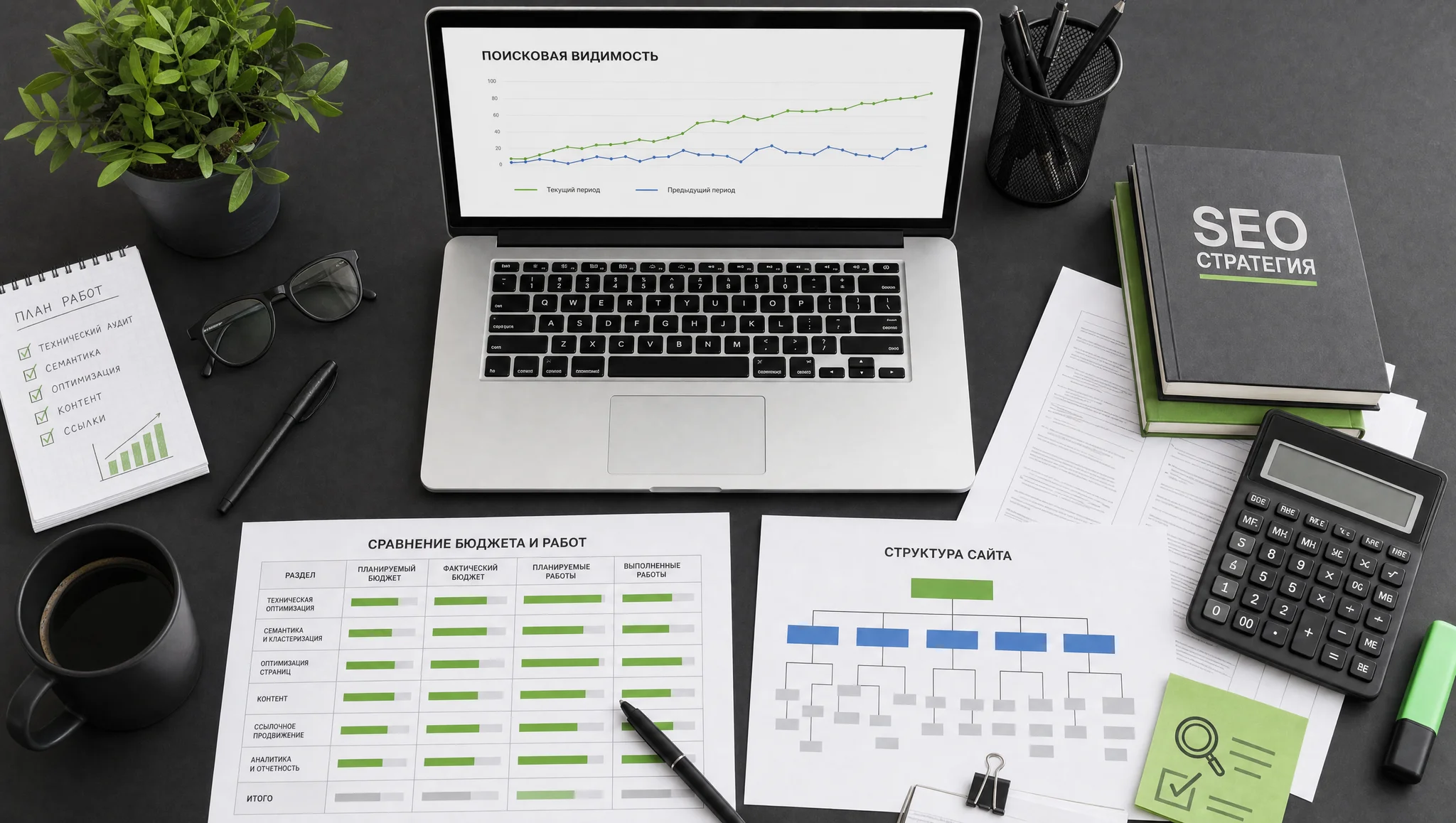 смета SEO-продвижения рядом с аналитикой сайта