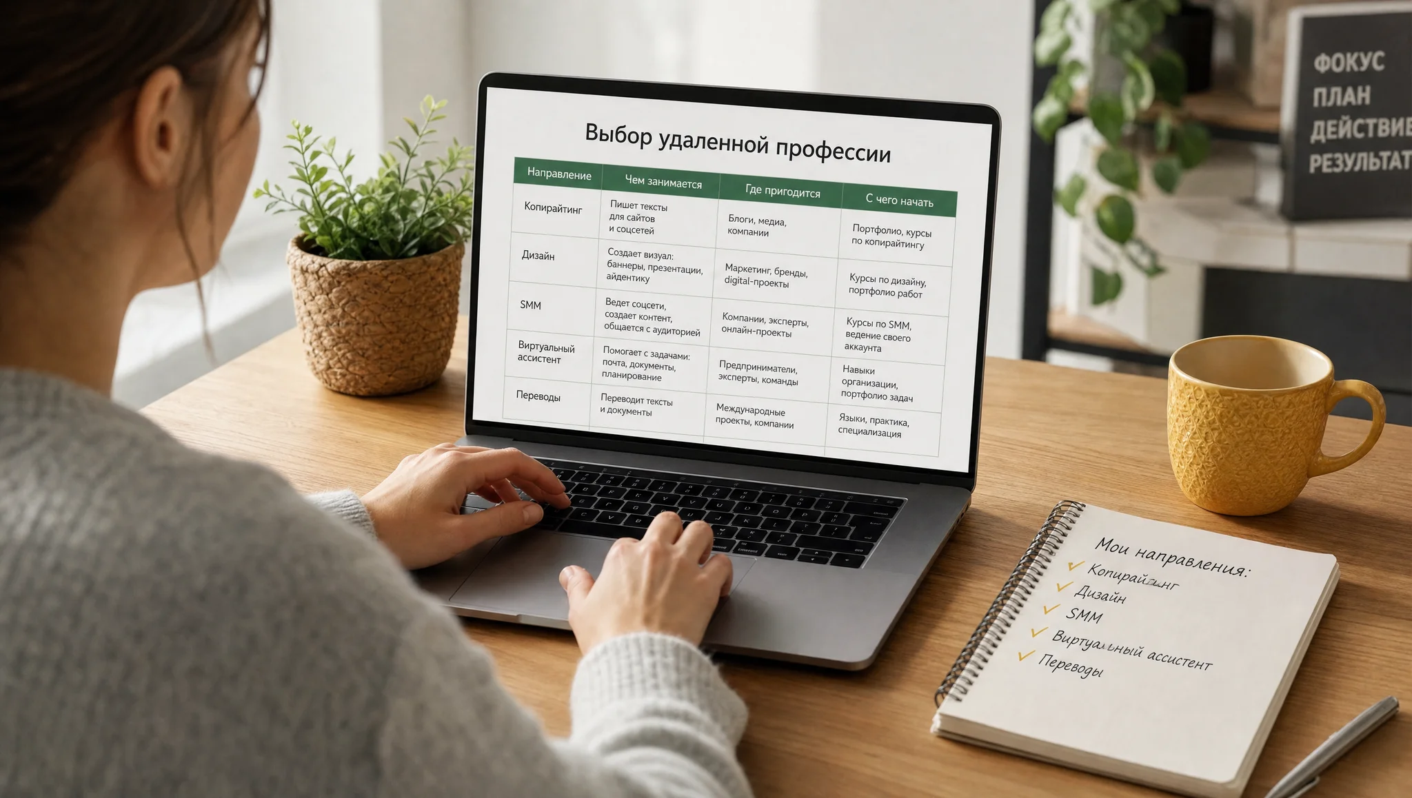 выбор удаленной профессии за ноутбуком