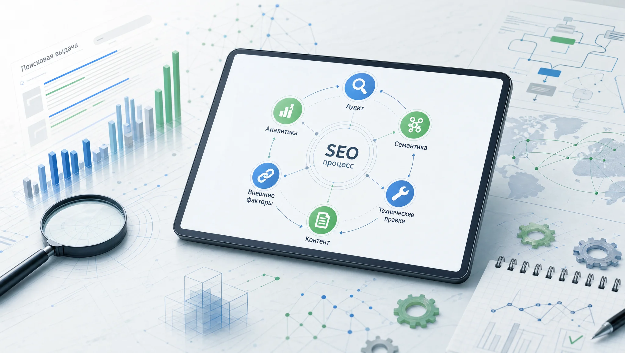 этапы SEO собраны в рабочий цикл