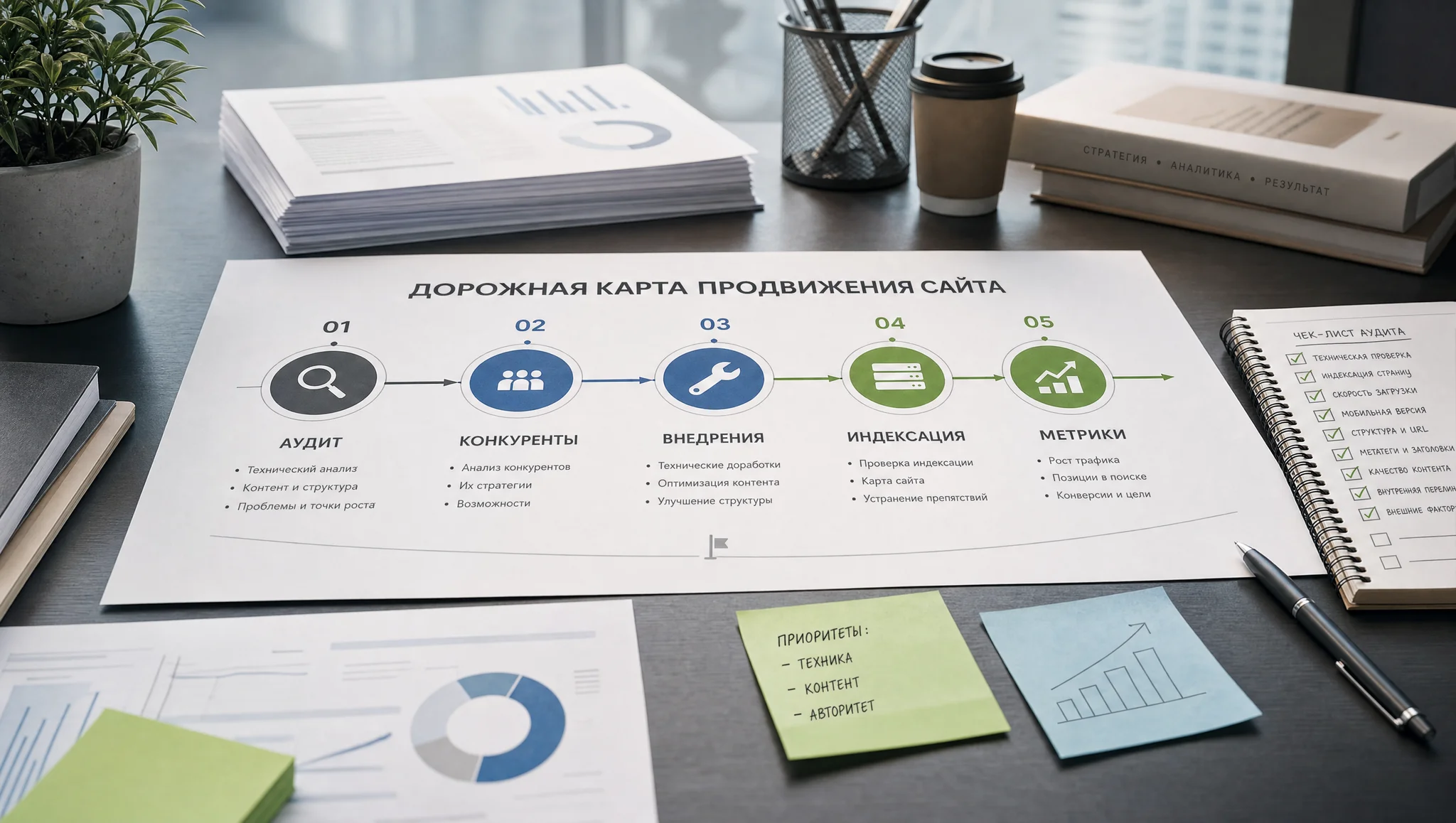 Дорожная карта этапов SEO-продвижения