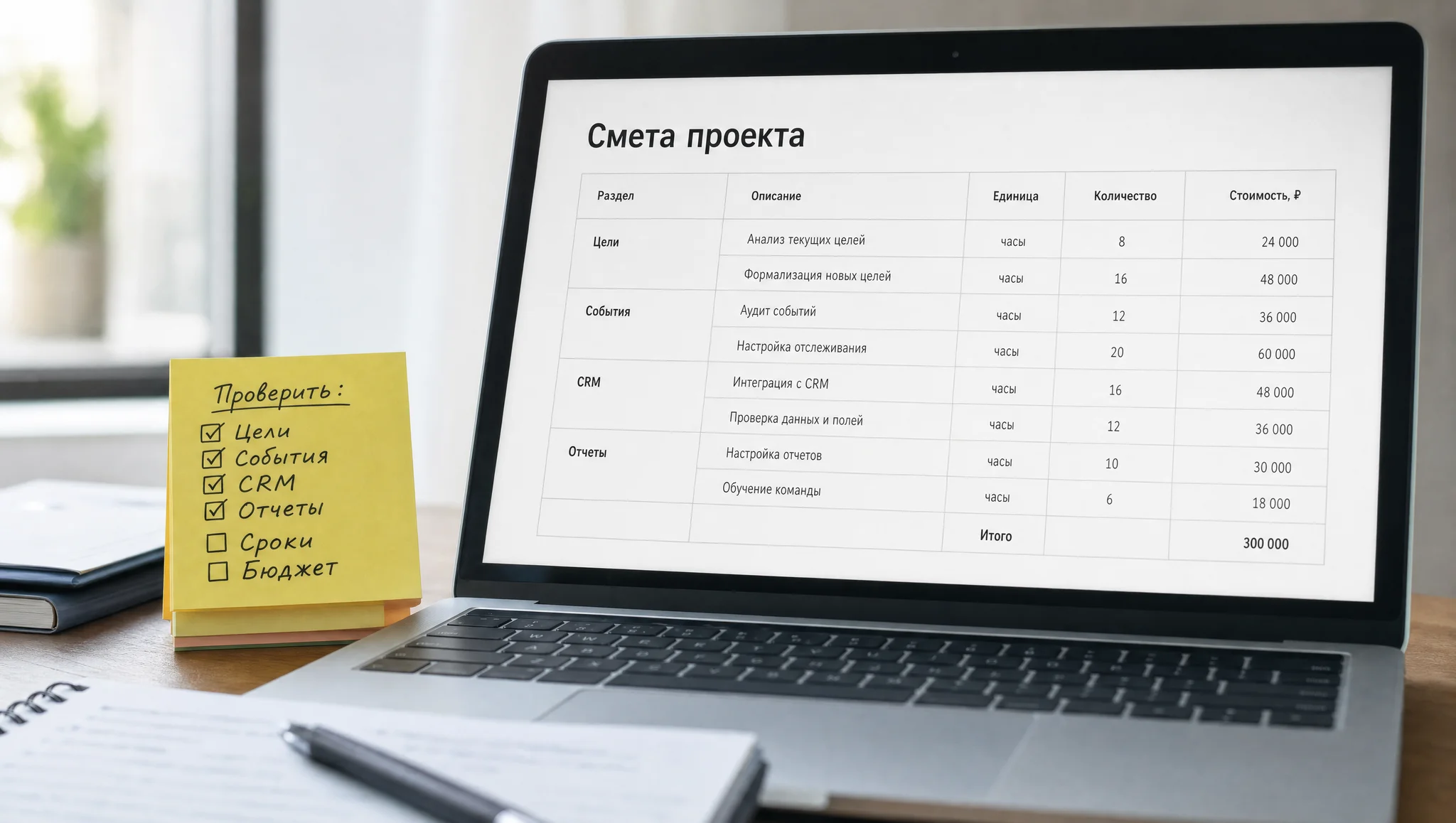 факторы сметы веб-аналитики на экране
