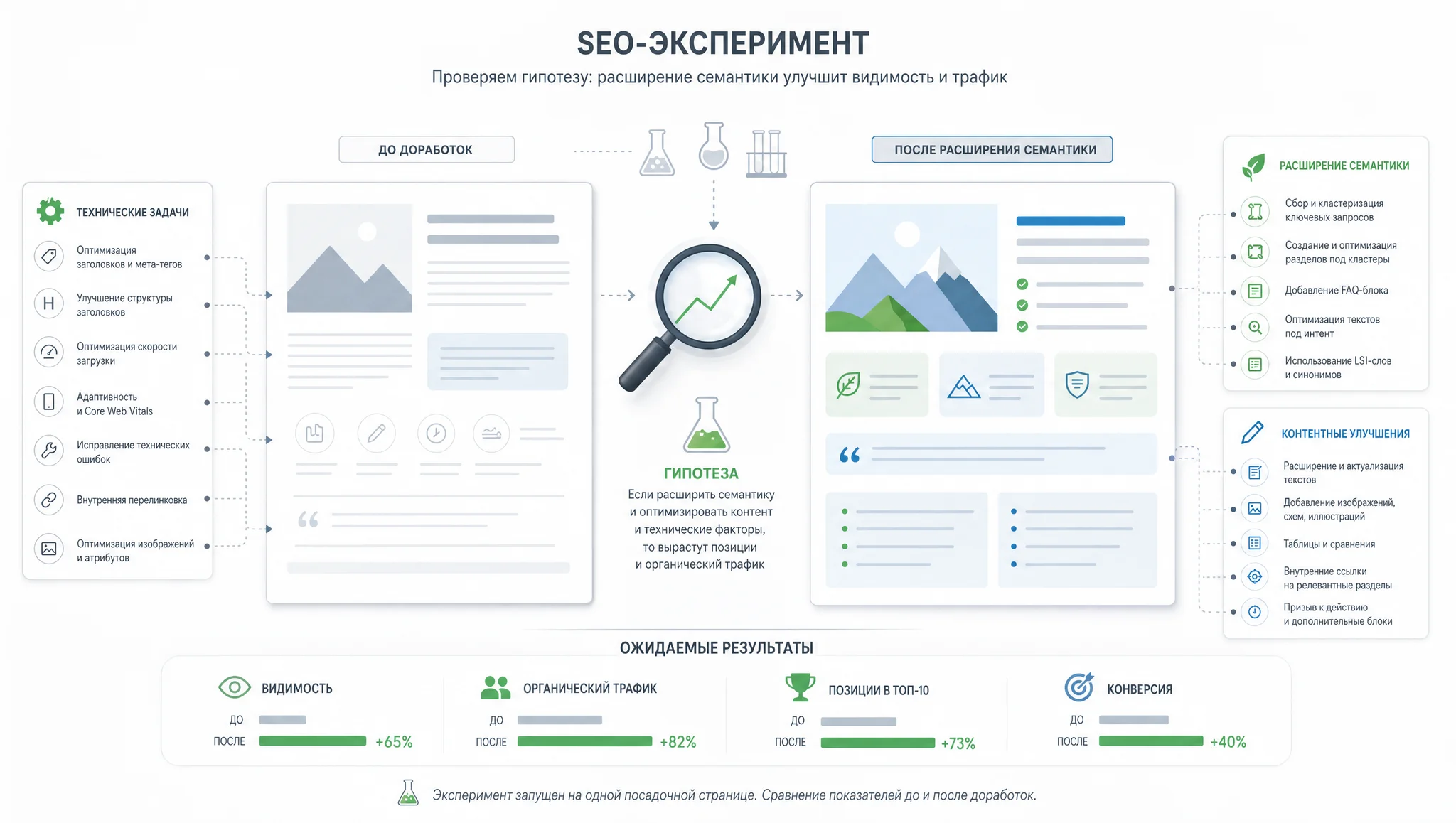 сравнение SEO до и после работ